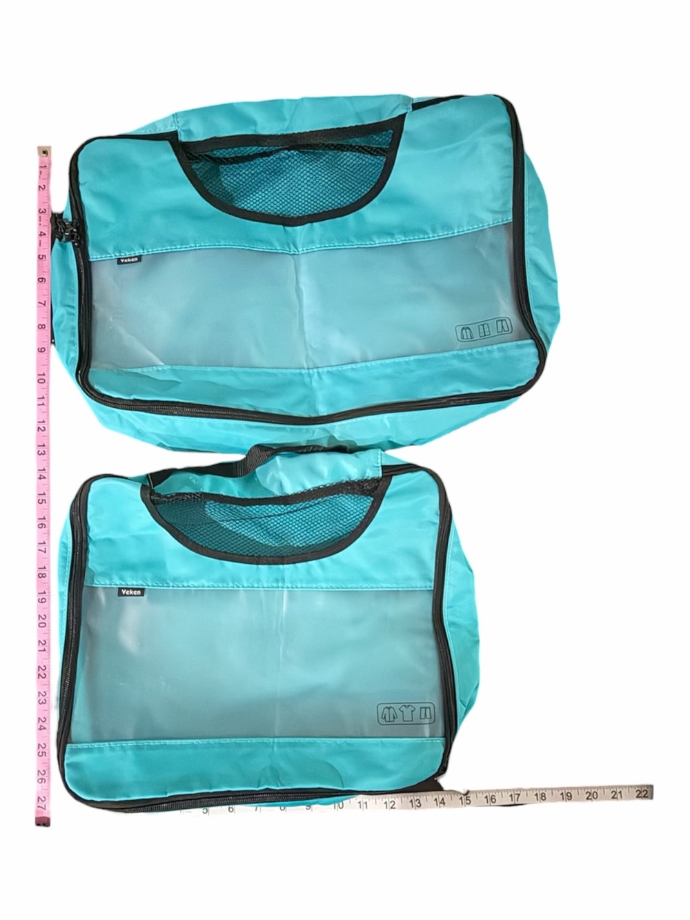 NWOT Teal and Clear Packing Cubes - Set of 4